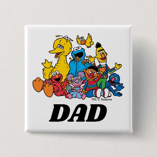 Sesamstraat Vrienden 1e verjaardag Pap Vierkante Button 5,1 Cm (Voorkant)