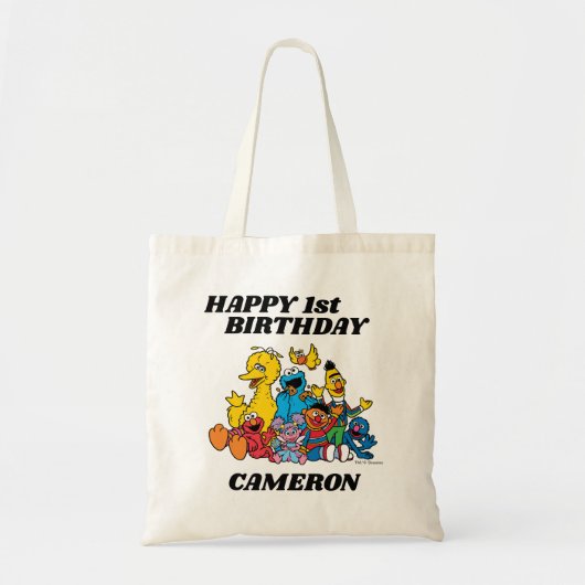 Sesamstraat Vrienden 1e verjaardag Tote Bag (Voorkant)