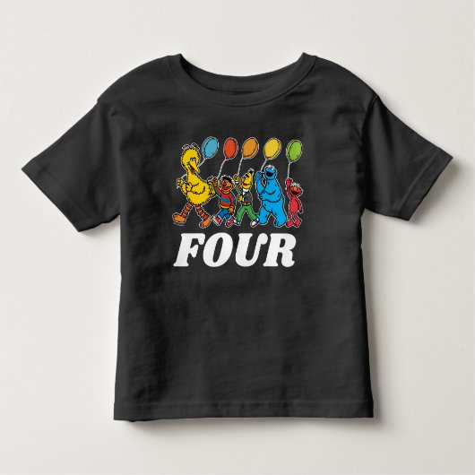 Sesamstraat Vrienden | 4e verjaardag van de luchtb Kinder Shirts (Voorkant)