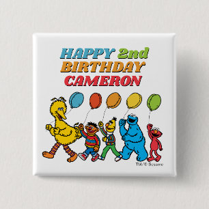 Sesamstraat Vrienden   Birthday-ballonnen Vierkante Button 5,1 Cm