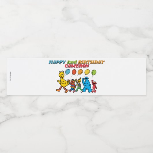 Sesamstraat Vrienden | Birthday-ballonnen Waterfles Etiket (Enkel label)