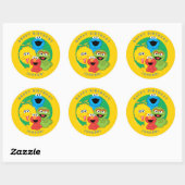 Sesamstraat Vrienden Birthday Ronde Sticker (Vel)