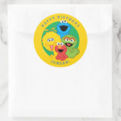 Sesamstraat Vrienden Birthday Ronde Sticker (Tas)