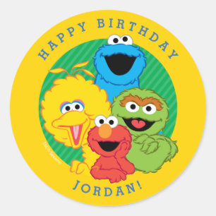 Sesamstraat Vrienden Birthday Ronde Sticker