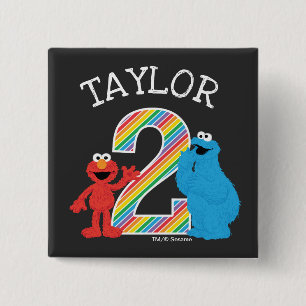 Sesamstraat Vrienden Chalkboard regenboogvaart 2e Vierkante Button 5,1 Cm
