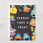 Sesamstraat Vrienden Confetti | Neem een traktatie Kaart (Voorkant / Achterkant)