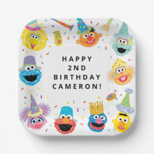 Sesamstraat Vrienden Confetti Verjaardag Papieren Bordje