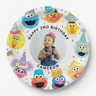Sesamstraat Vrienden Confetti Verjaardag Papieren Bordje