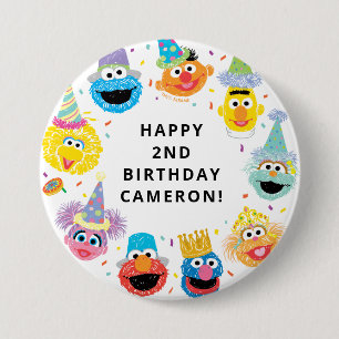 Sesamstraat Vrienden Confetti Verjaardag Ronde Button 7,6 Cm