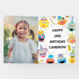 Sesamstraat Vrienden Confetti Verjaardagsfoto Spandoek
