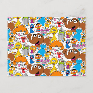 Sesamstraat Vrienden Doodley Pattern Briefkaart
