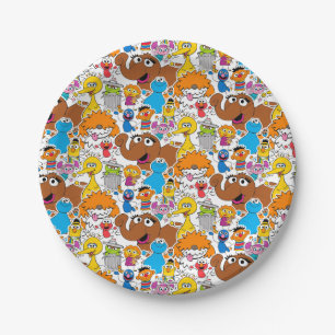 Sesamstraat Vrienden Doodley Pattern Papieren Bordje