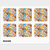Sesamstraat Vrienden Doodley Pattern Vierkante Sticker (Vel)