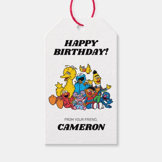 Sesamstraat Vrienden Happy Birthday van Cadeaulabel (Voorkant)