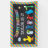 Sesamstraat Vrienden Krijtbord Regenboog Verjaarda Spandoek (Verticaal)