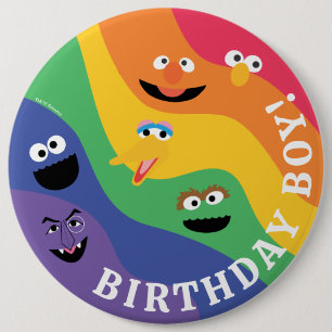 Sesamstraat Vrienden Rainbow Birthday Boy Ronde Button 6,0 Cm