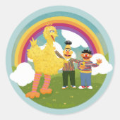 Sesamstraat Vrienden Rainbow Ronde Sticker (Voorkant)