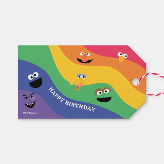 Sesamstraat Vrienden Regenboog Gift Label Cadeaulabel (Voorkant (Horizontaal))