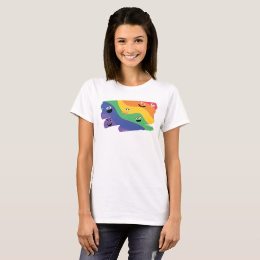 Sesamstraat Vrienden Regenboog T-shirt (Voorkant volledig)
