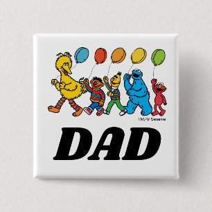 Sesamstraat Vrienden Verjaardagsballonnen - Papa Vierkante Button 5,1 Cm
