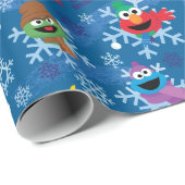 Sesamstraat Winter Sneeuwvlok Patroon Cadeaupapier (Rol Hoek)
