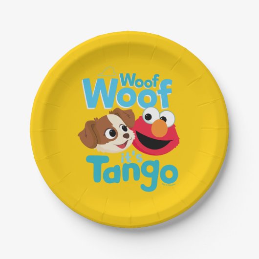 Sesamstraat | Wof Wof Woof Het is Tango & Elmo Papieren Bordje (Voorkant)