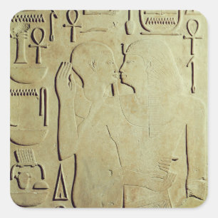 Sesostris I wordt ingesloten door de God Ptah Vierkante Sticker