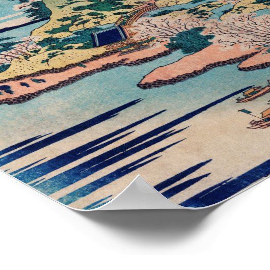 Sesshu Ajigawaguchi Tenposan door Katsushika Hokus Poster (Hoek)