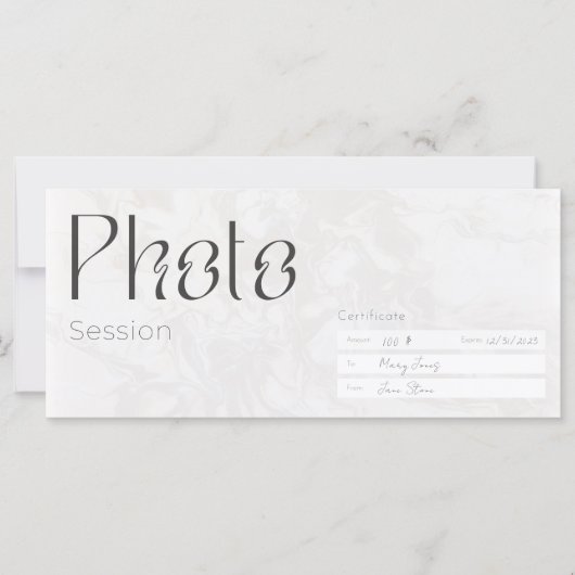 Session photo, Carte cadeau photo miniature, (Devant)