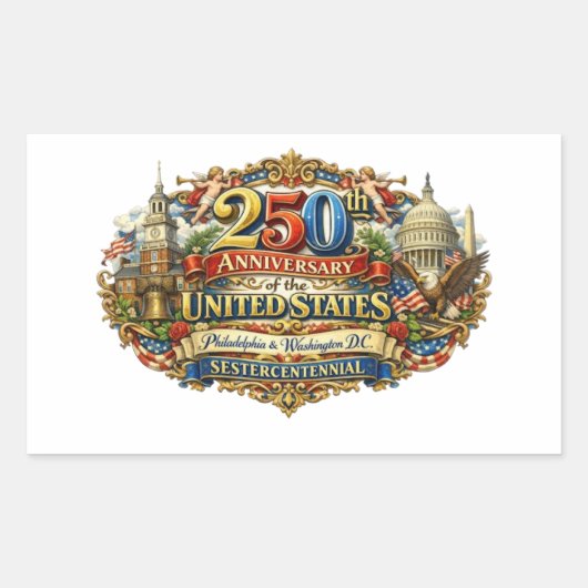 SESTERCENTENNIAL RECHTHOEKIGE STICKER (Voorkant)