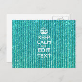 Sestive Keep Calm have Jouw tekst Turquoise Briefkaart (Voorkant / Achterkant)