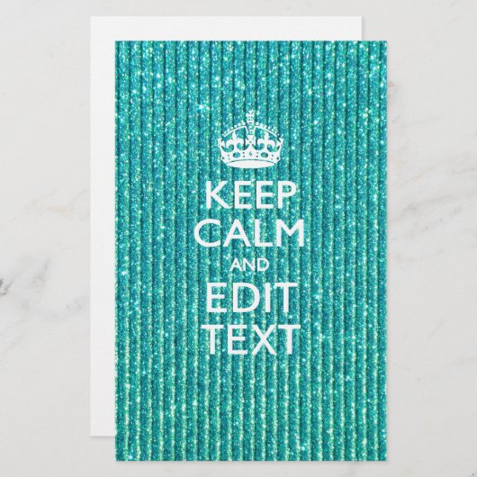 Sestive Keep Calm have Jouw tekst Turquoise Briefpapier (Voorkant / Achterkant)