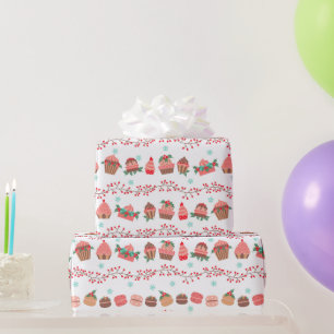 Sestive kerstbakkerij Cupcakes Macarons Cadeaupapier