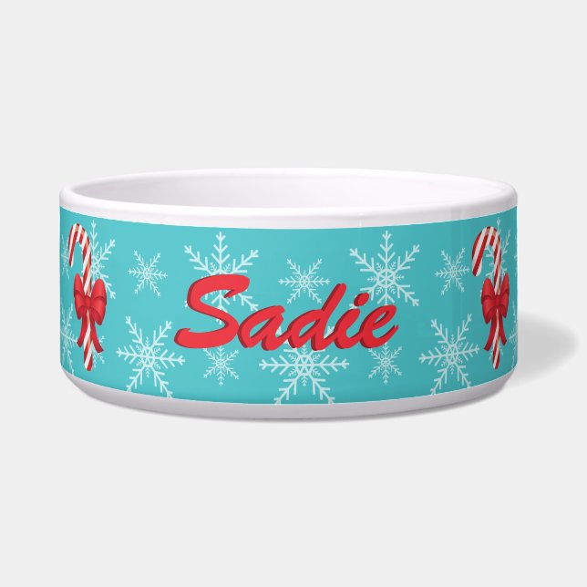 Sestive kerstsnoeprietten met aangepaste naam voerbakje (Voorkant)