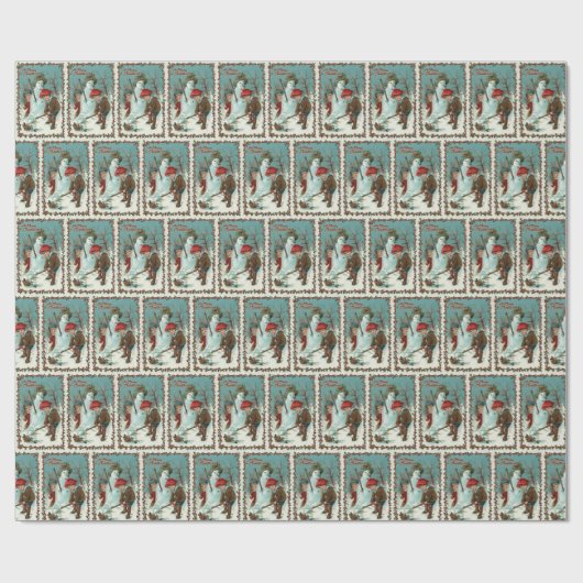 sestive vintage-sneeuwpop cadeaupapier (Vlak)