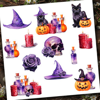 Set 1 Halloween Kleurrijke op maat gesneden vinyl  Sticker