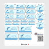 Set - 24 autocollants dauphins | (Feuille)