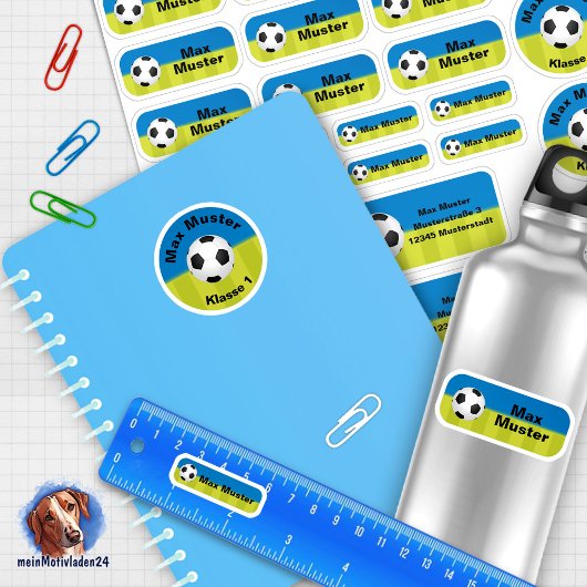Set - 24 autocollants de football bleu |