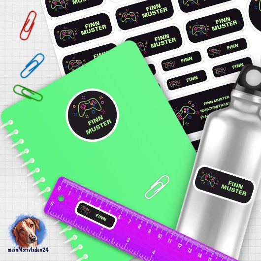 Set - 24 autocollants de nom de manette de jeu |