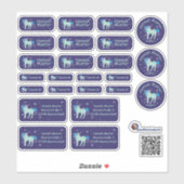Set - 24 Namensaufkleber Fantasy Einhorn blau | Sticker (Vel)