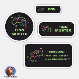 Set - 24 Namensaufkleber Spielecontroller |  Sticker