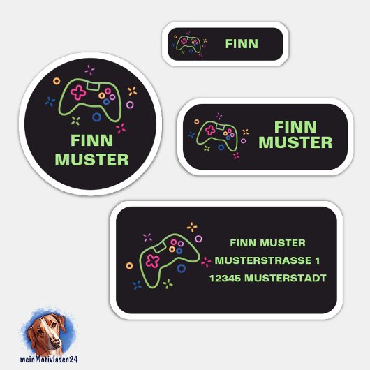 Set - 24 Namensaufkleber Spielecontroller |  Sticker