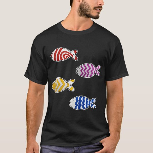Set_2 van 4 Leuke Visstickers T-shirt (Voorkant)