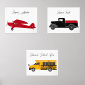 Set Art Prints Avion Truck Bus Boy's Room (Recto)