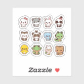 Set autocollant animaux Cute kawaii (Feuille)