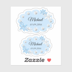 Set, baby stickers, voor scrapbook, blauw, labels