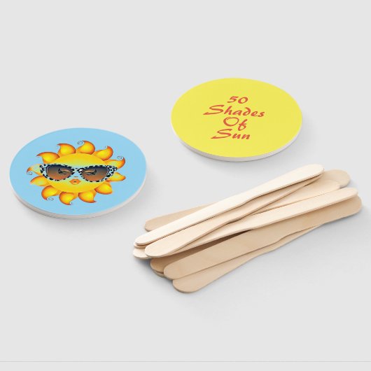 Set Blauwe en gele Emoji Zon Gedrukte feestventila Handwaaier (Niet-gemonteerd)