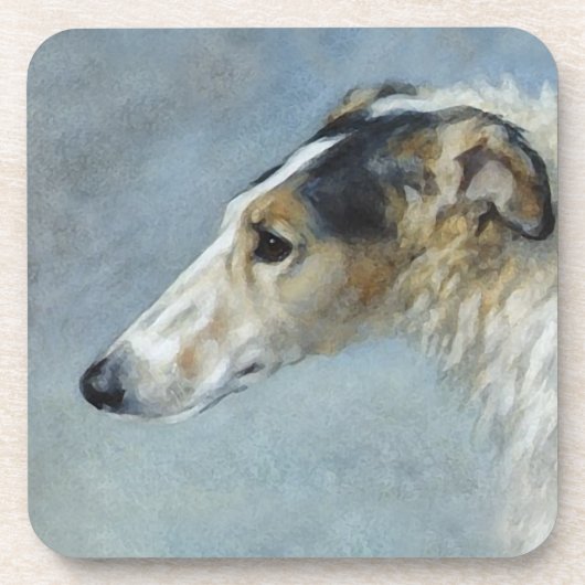Set de 6 dessous de verre aquarelle Borzoi (Devant)