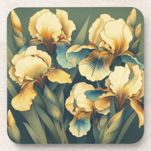 Set de dessous de verre en plastique dur Iris Doré