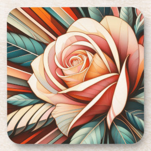 Set de dessous de verre en plastique dur Rose Art